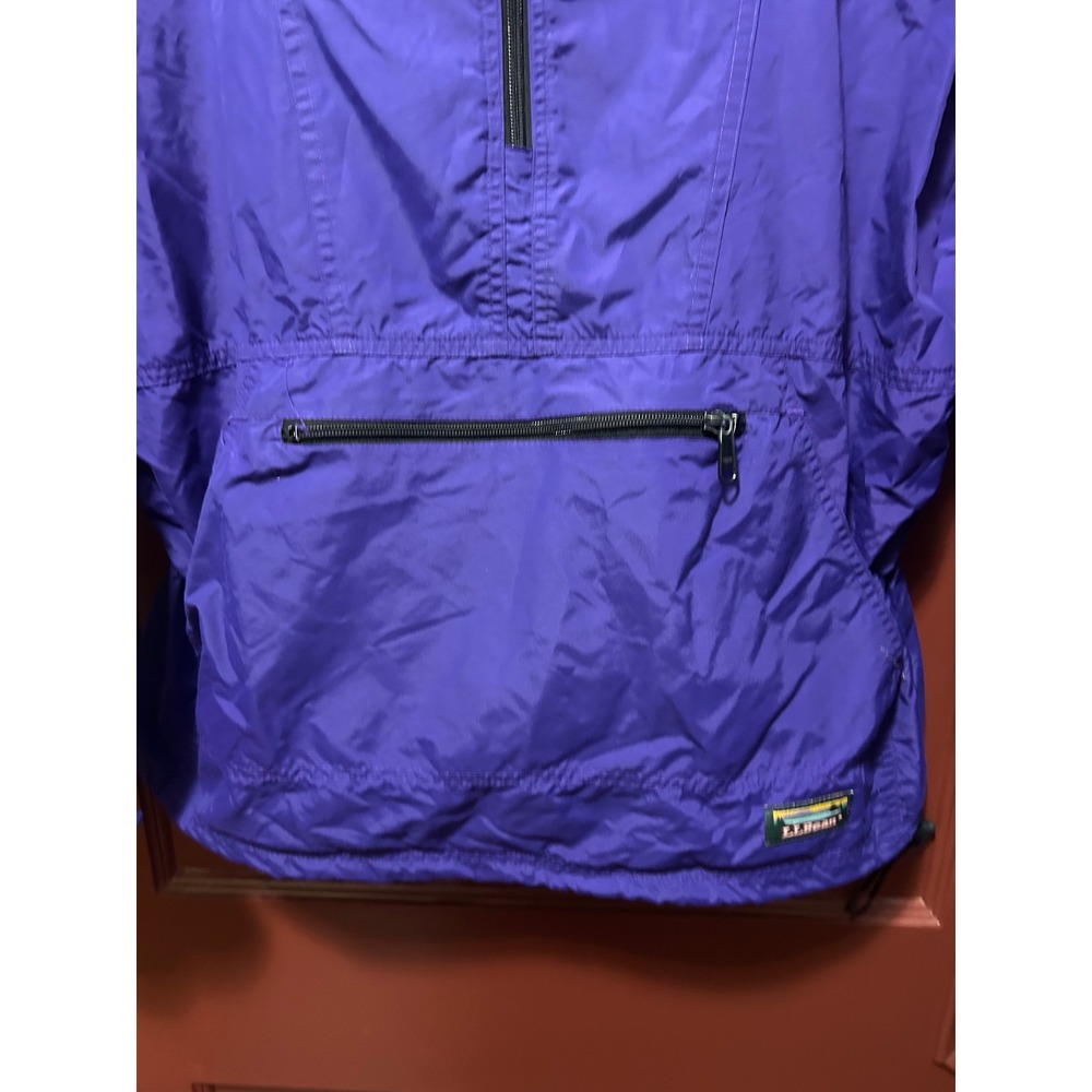 Vintage LL Bean Anorak Windbreaker Jacket Purple Half Zip Hooded Mens Large 90s - Picture 6 of 8